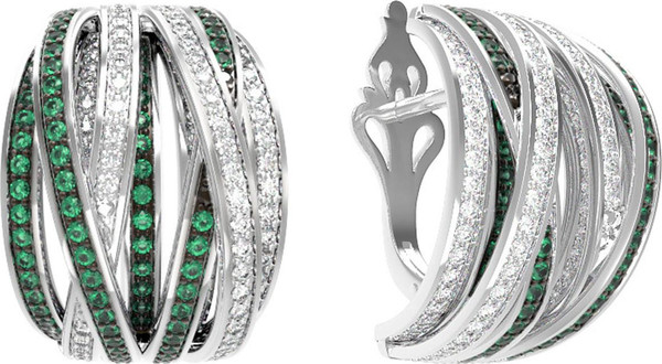 Серьги из белого золота c фианитом