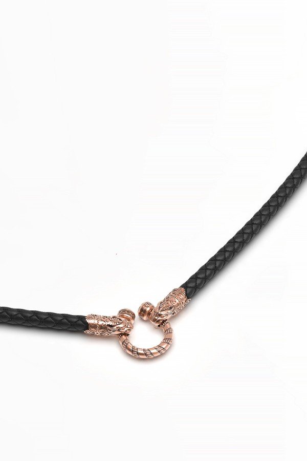 Гайтан из золота c кожаным шнурком