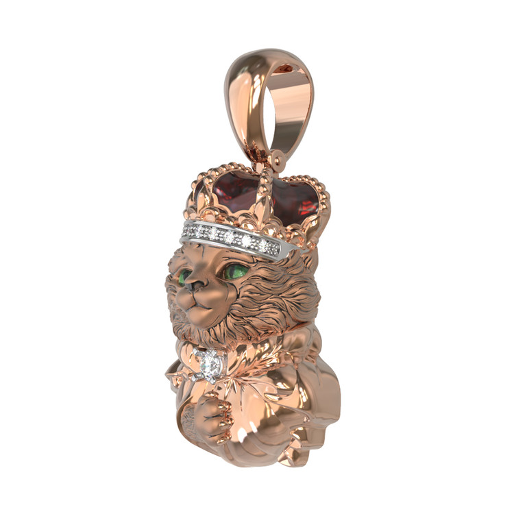 Подвеска из золота c эмалью, бриллиантами и рубином