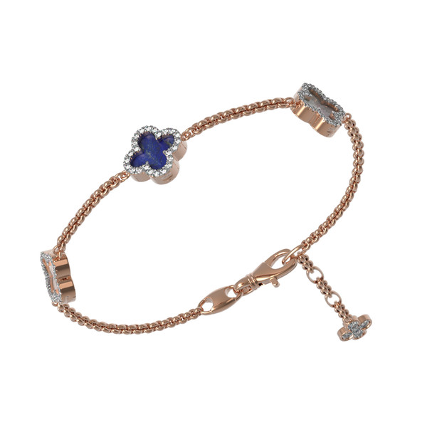 Браслет из золота c бриллиантами, лазуритом и перламутром