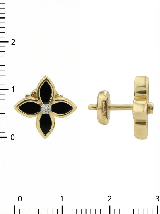 Серьги из лимонного золота c бриллиантами и ониксом