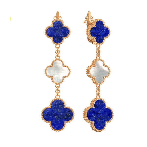 Серьги из золота c лазуритом и перламутром