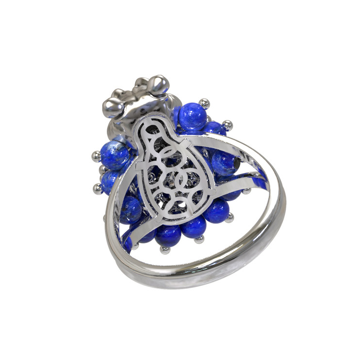Кольцо из белого золота c эмалью и лазуритом