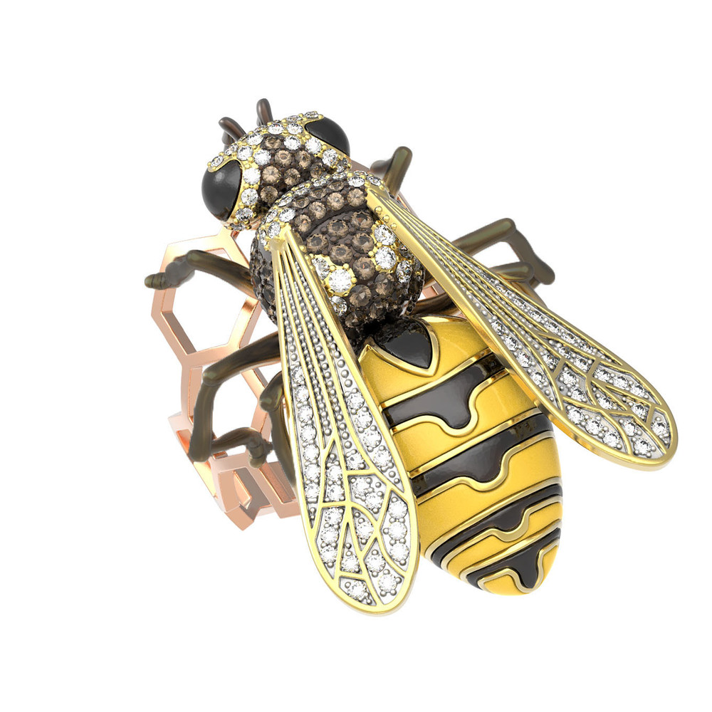 Кольцо из золота c эмалью и фианитом