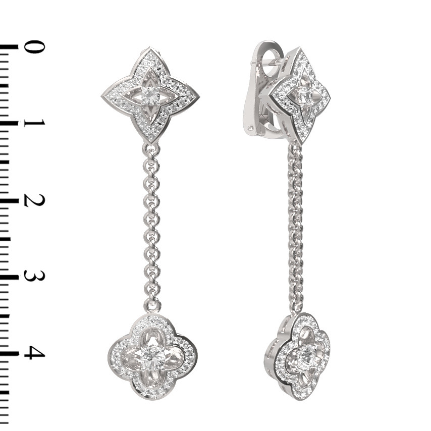 Серьги из белого золота c бриллиантами