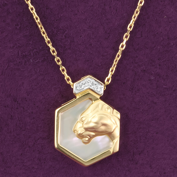 Колье из лимонного золота c бриллиантами и перламутром