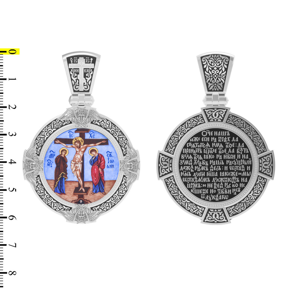 Образок из белого золота c эмалью, иконописью и темперой