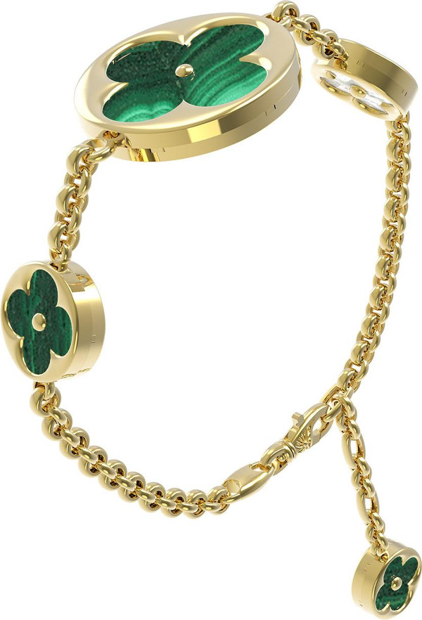 Браслет из лимонного золота c малахитом и перламутром