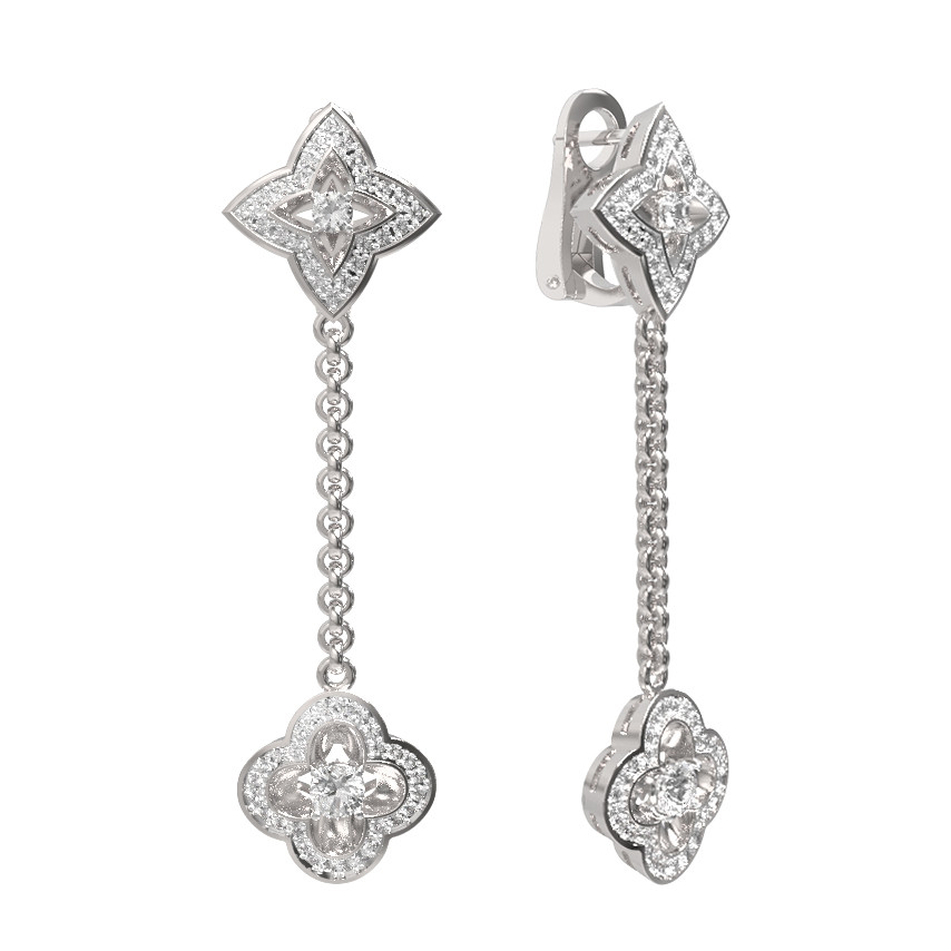 Серьги из белого золота c бриллиантами