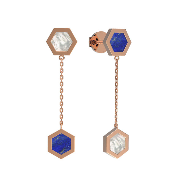 Серьги из золота c лазуритом и перламутром