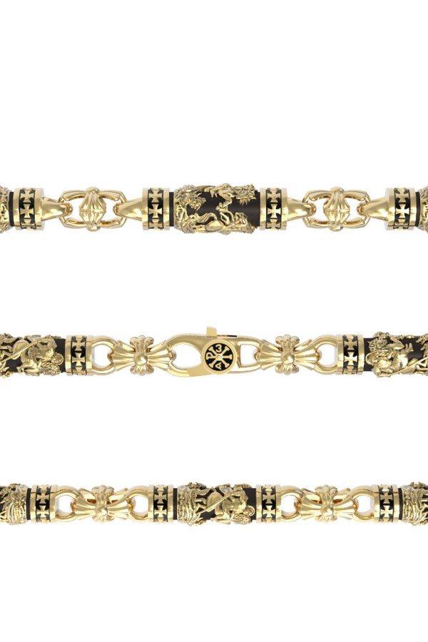 Цепь из лимонного золота c эбеновым деревом