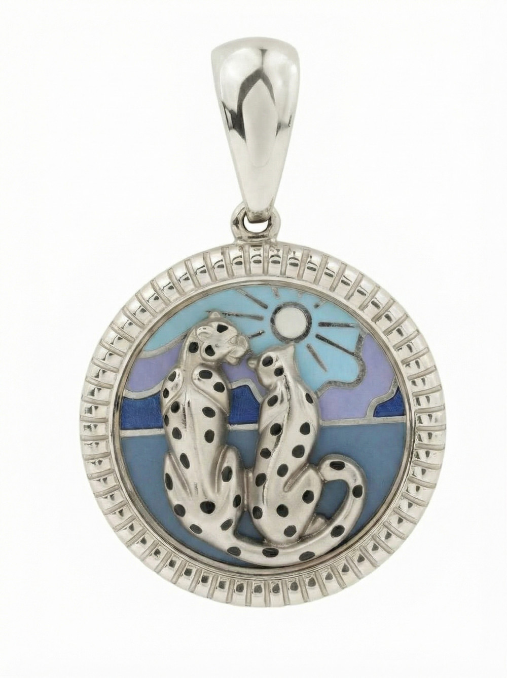 Подвеска из белого золота c эмалью