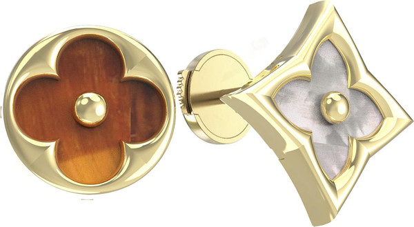 Серьги из лимонного золота c тигровым глазом и перламутром