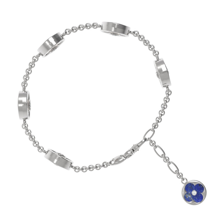 Браслет из белого золота c бриллиантами, лазуритом и перламутром