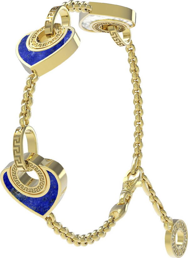 Браслет из лимонного золота c лазуритом и перламутром