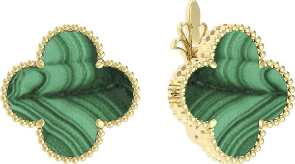 Серьги из лимонного золота c малахитом