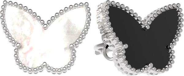 Серьги из белого золота c ониксом и перламутром