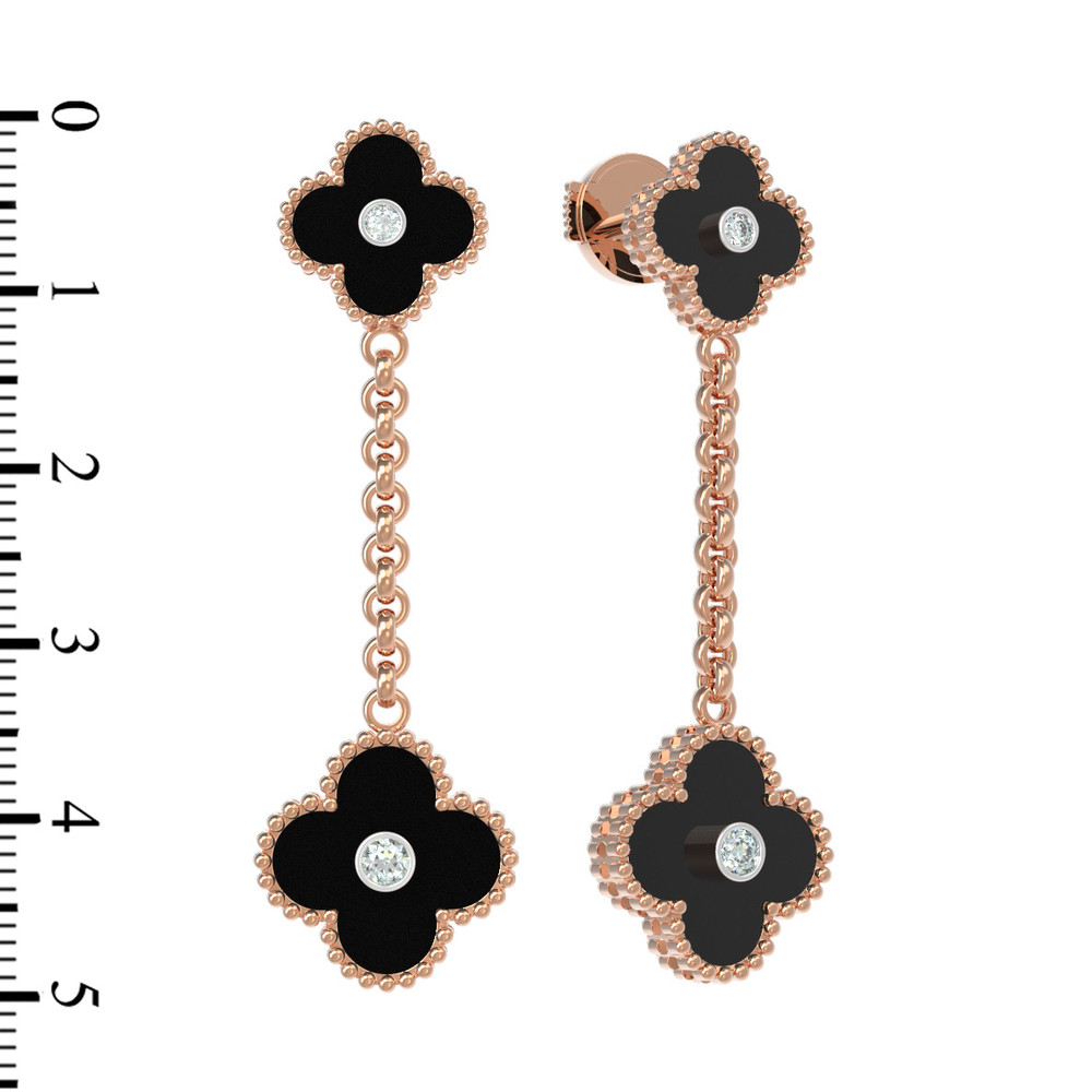 Серьги из золота c бриллиантами и ониксом