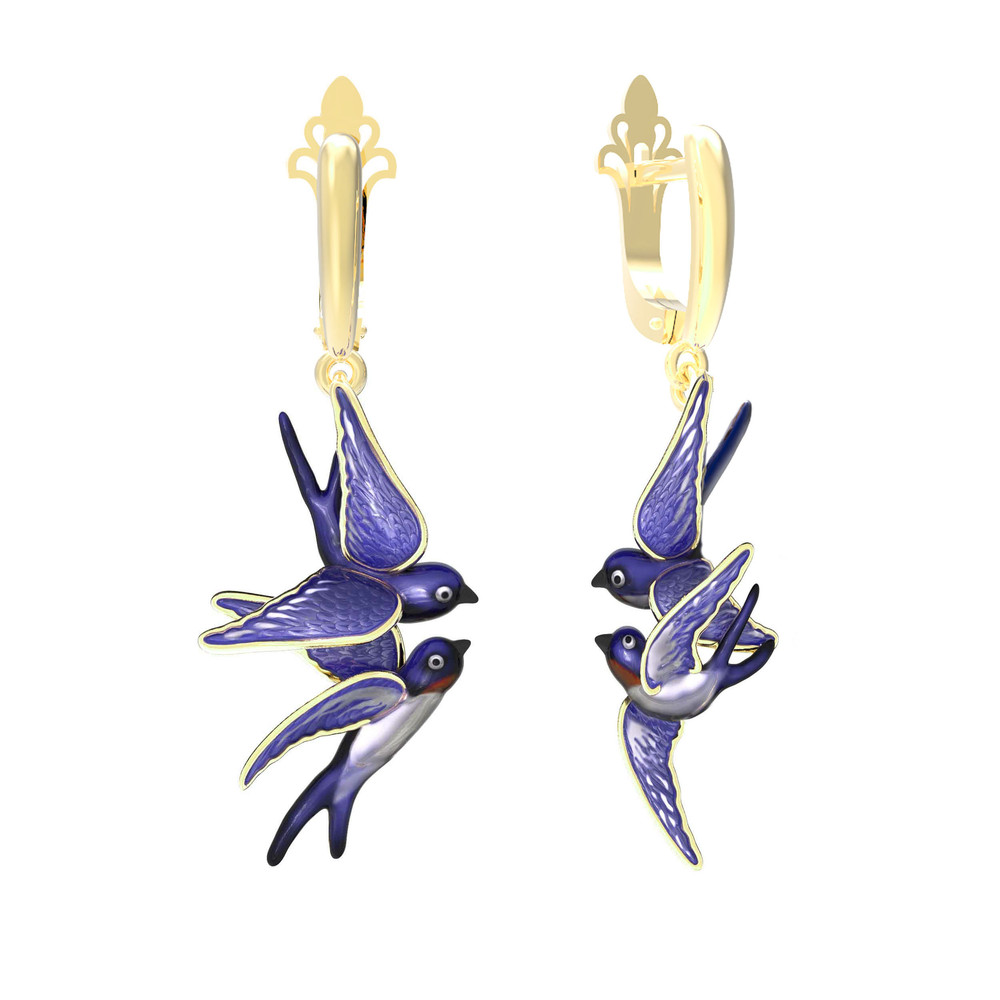 Серьги из лимонного золота c эмалью