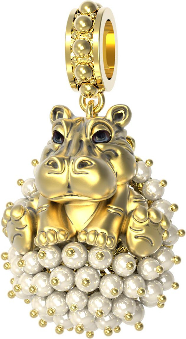 Подвеска из лимонного золота c эмалью и жемчугом