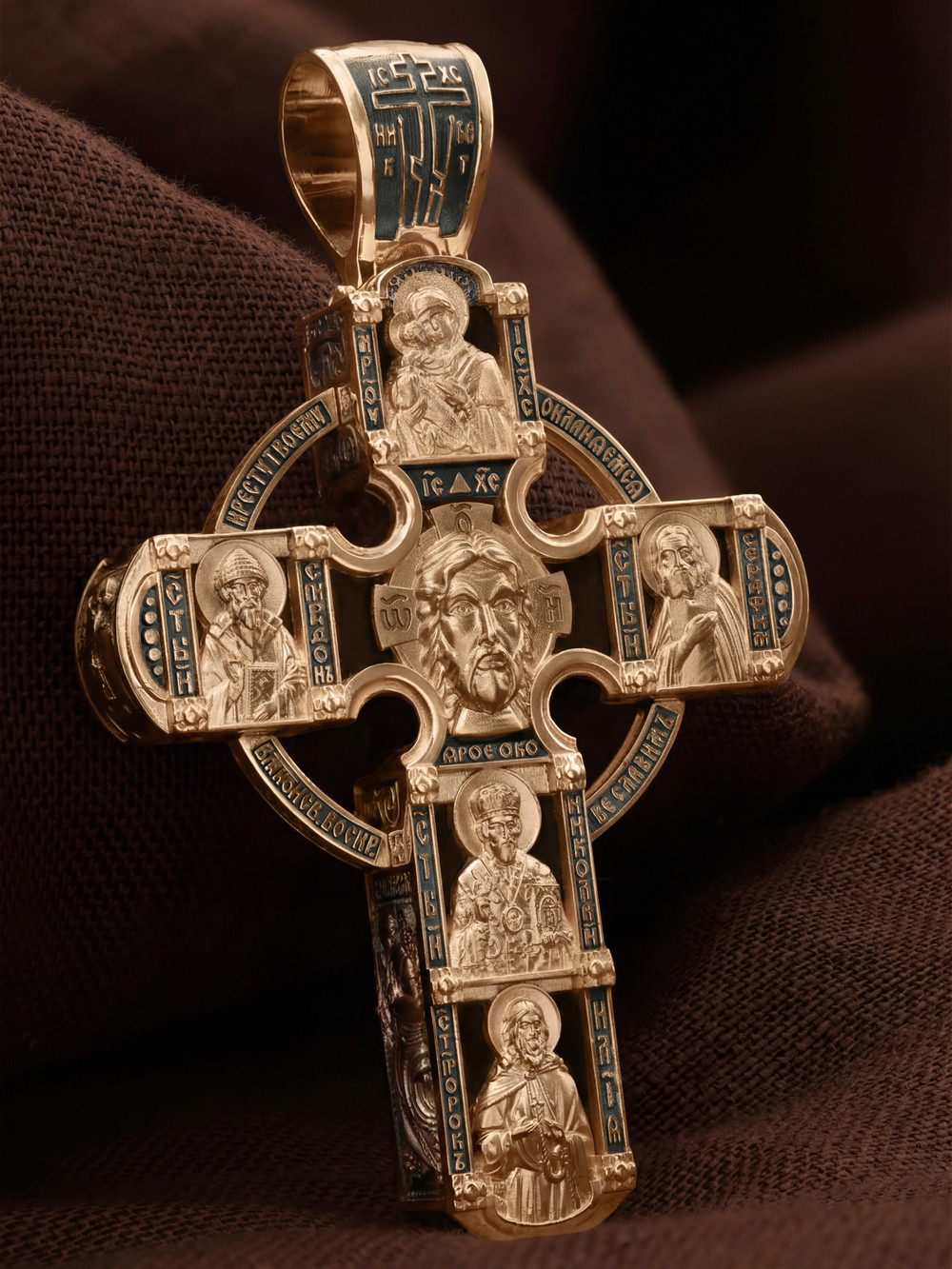 Крест из золота c эбеновым деревом