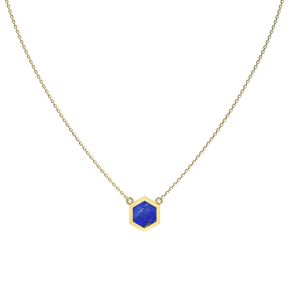 Колье из лимонного золота c лазуритом