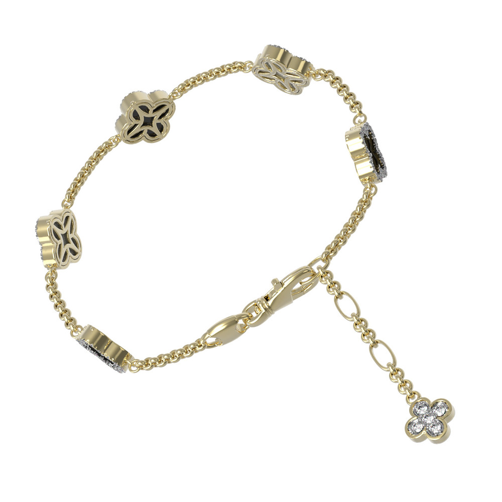 Браслет из лимонного золота c бриллиантами, ониксом и перламутром