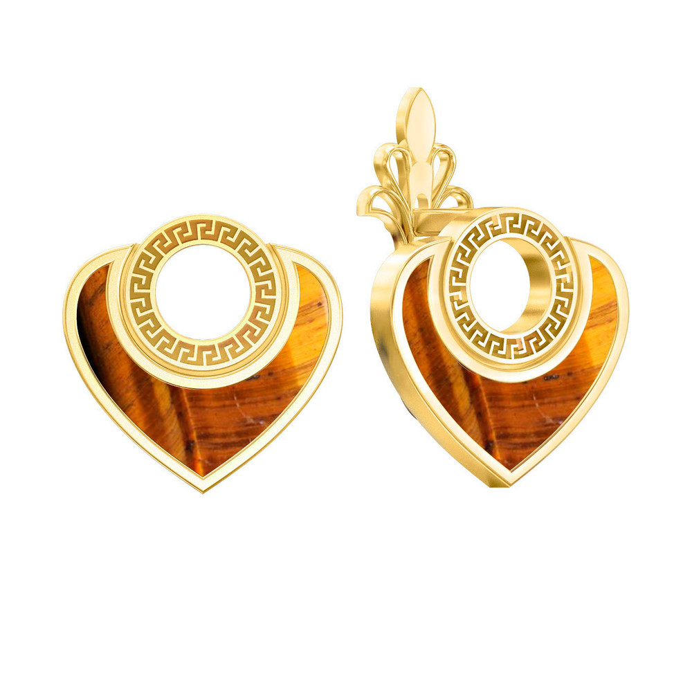 Серьги из лимонного золота c тигровым глазом