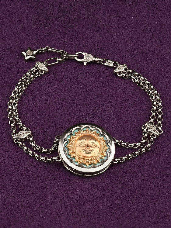 Браслет из белого золота c бирюзой и лазуритом