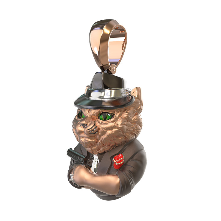 Подвеска из золота c эмалью, бриллиантами и рубином