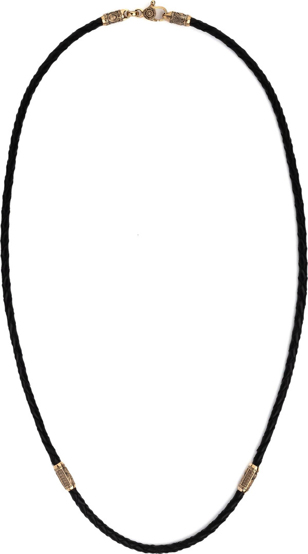 Гайтан из золота c кожаным шнурком