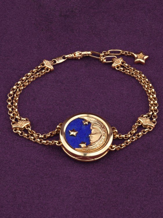 Браслет из лимонного золота c бирюзой и лазуритом