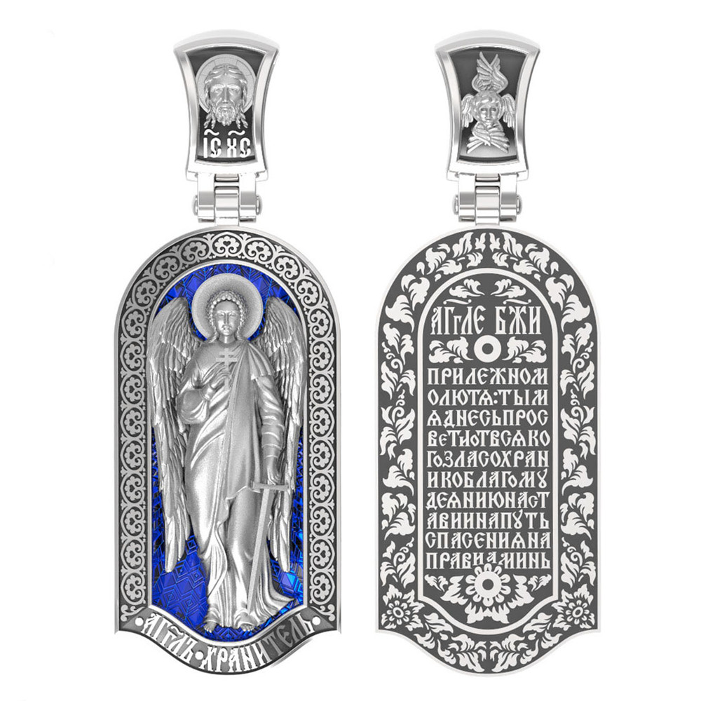 Образок из белого золота c эмалью