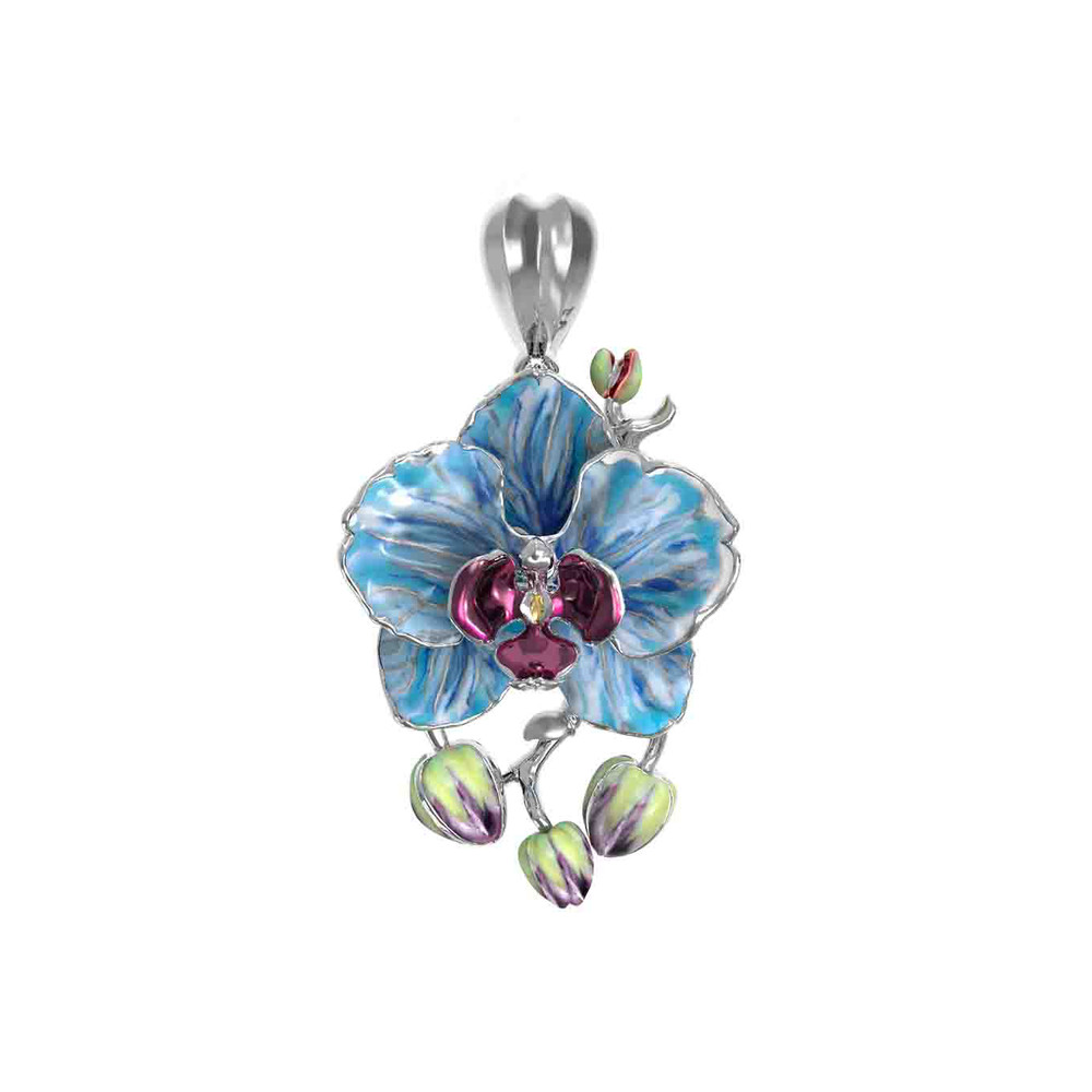 Подвеска из белого золота c эмалью