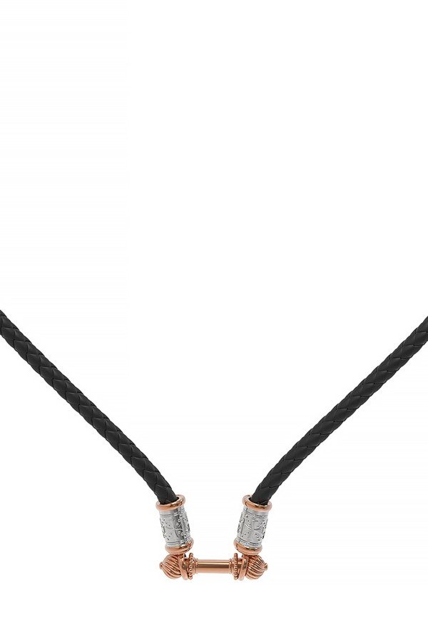 Гайтан из золота c кожаным шнурком