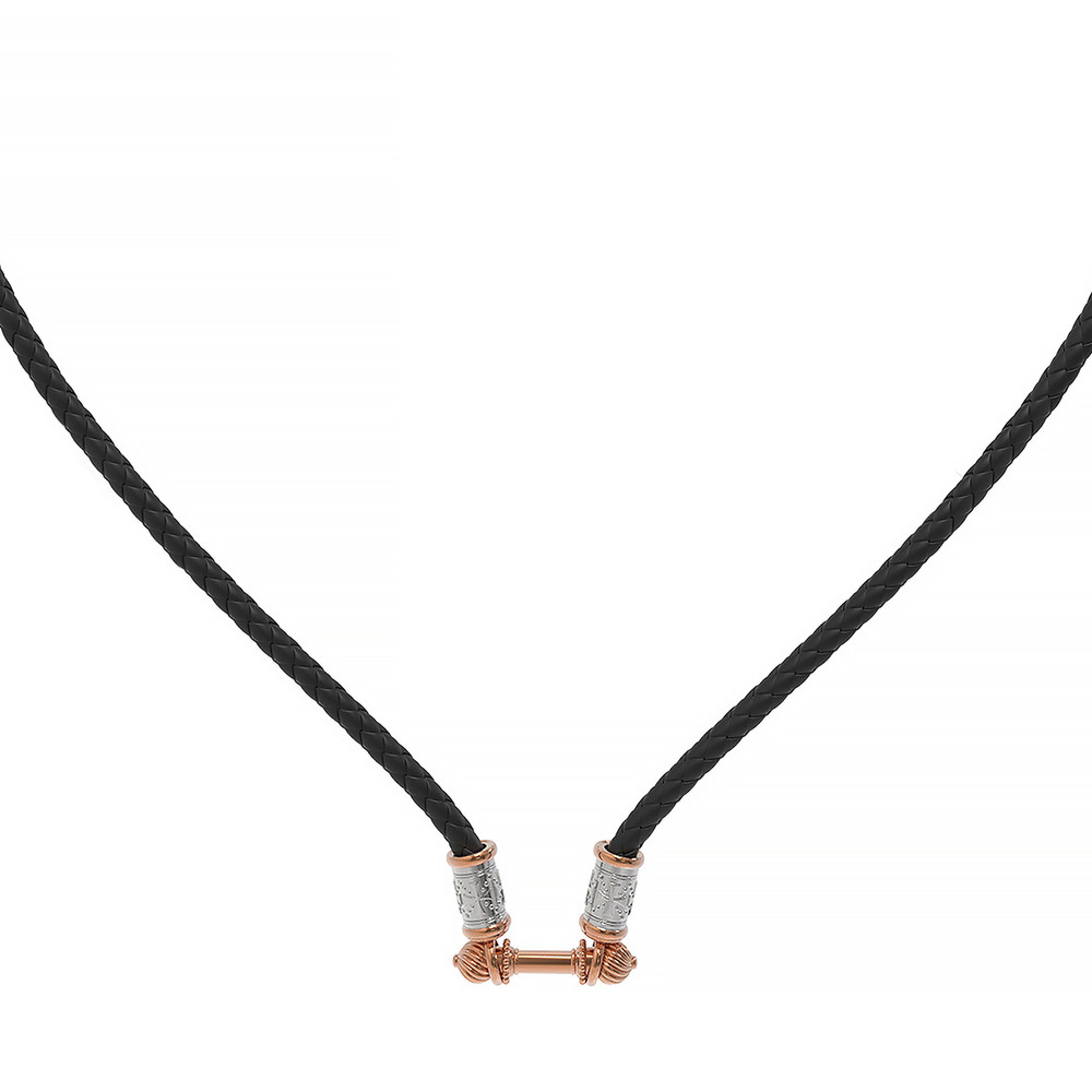 Гайтан из золота c кожаным шнурком