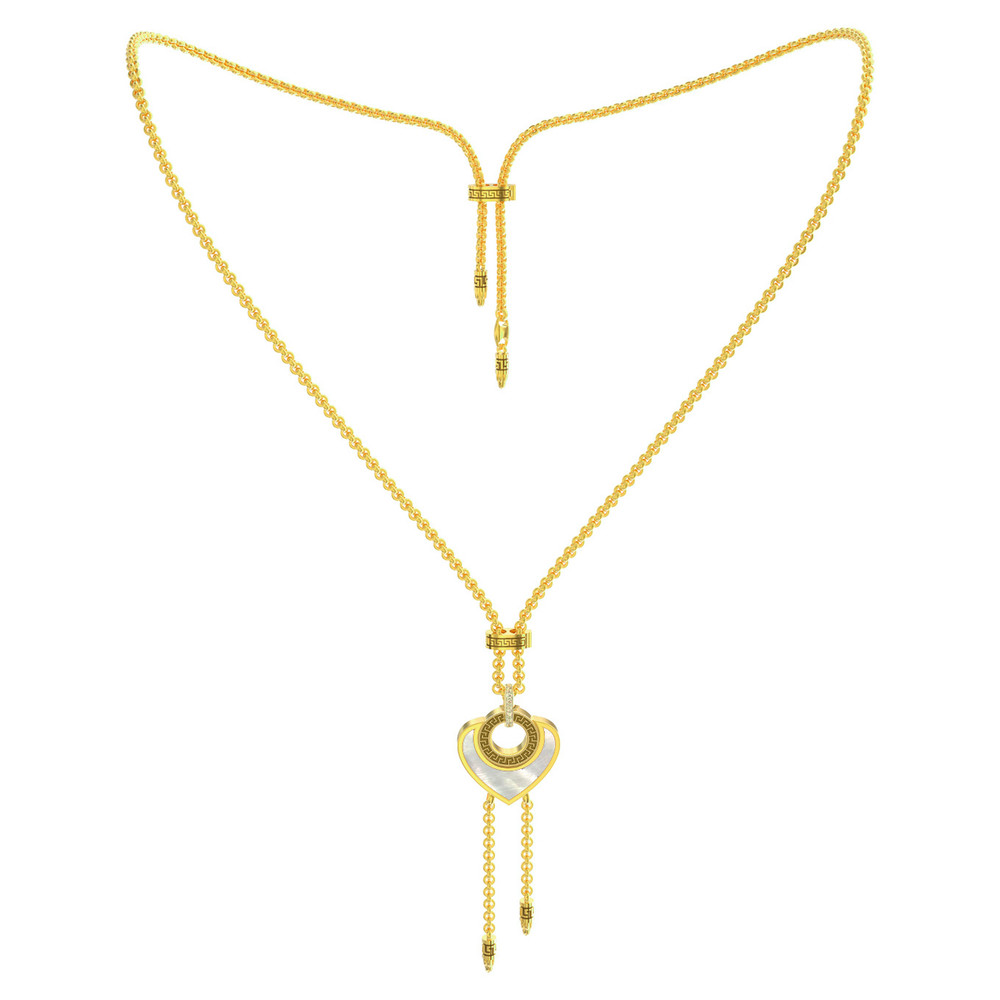 Колье из лимонного золота c фианитом, малахитом и перламутром