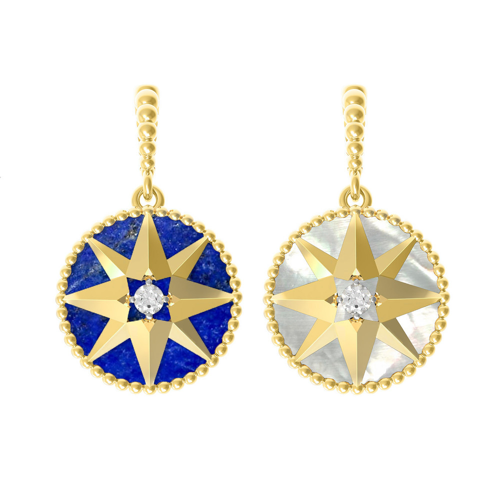 Подвеска из лимонного золота c фианитом, лазуритом и перламутром