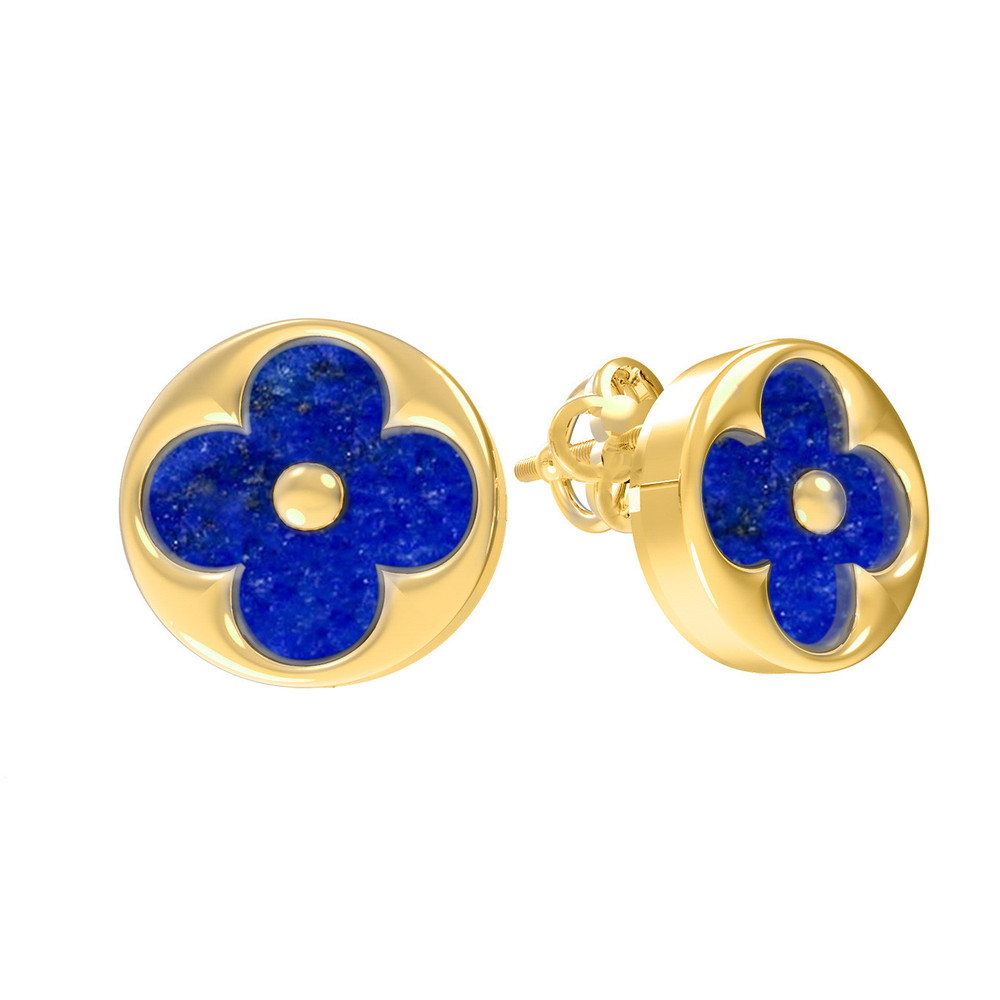 Серьги из лимонного золота c лазуритом