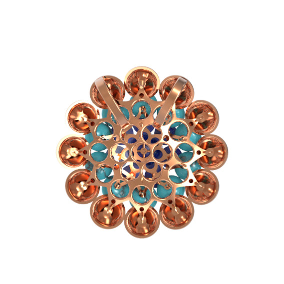 Подвеска из золота c бирюзой и лазуритом