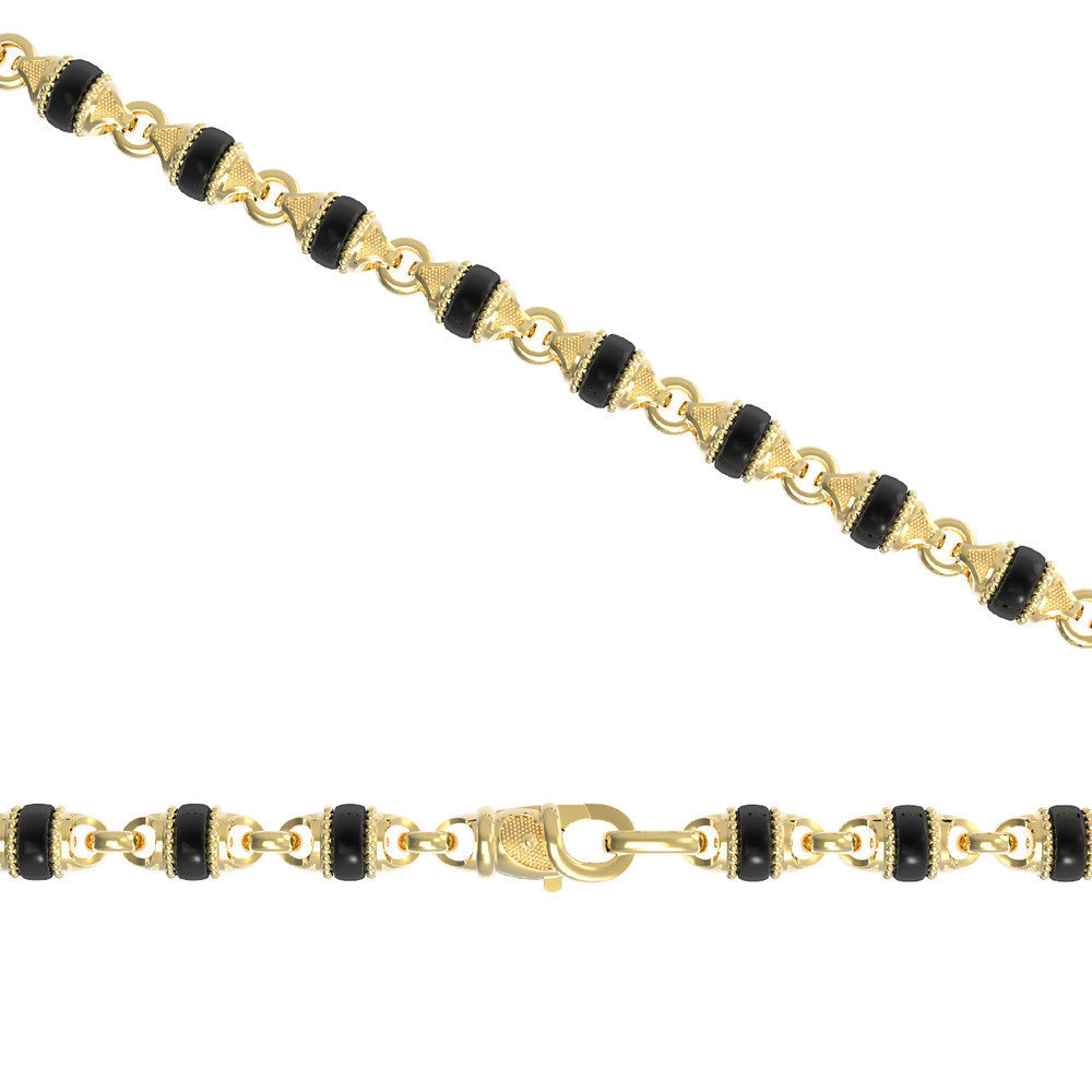 Цепь из лимонного золота c ониксом