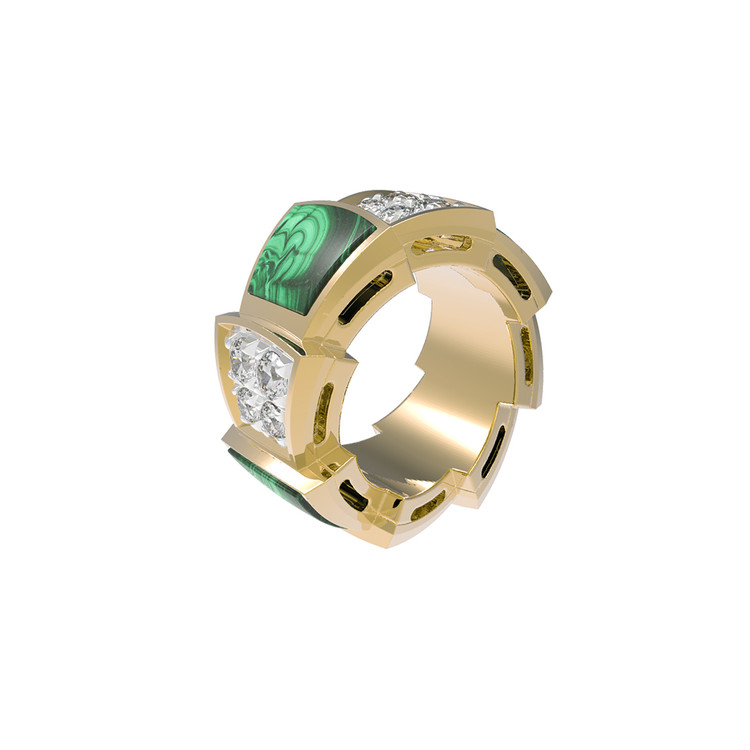 Подвеска из лимонного золота c бриллиантами и малахитом