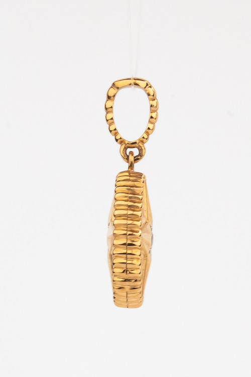 Подвеска из золота c фианитом, ониксом и перламутром