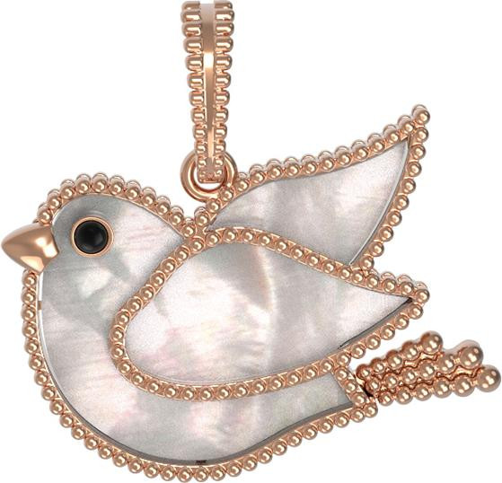 Подвеска из золота c эмалью и перламутром