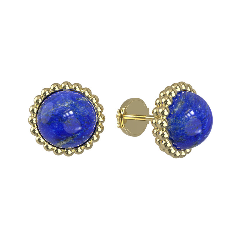 Серьги из лимонного золота c лазуритом
