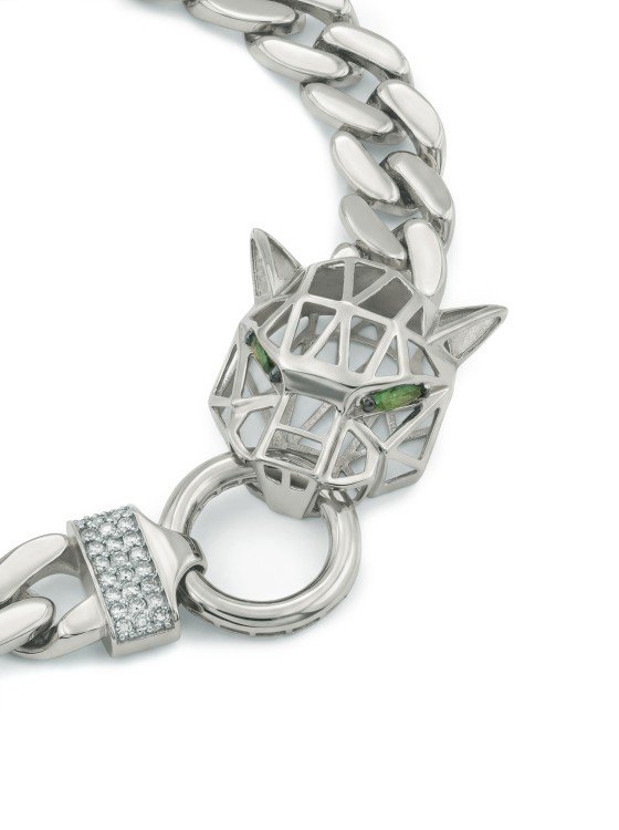 Браслет из белого золота c бриллиантами и изумрудом