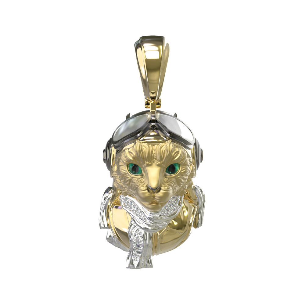 Подвеска из лимонного золота c эмалью, бриллиантами и рубином