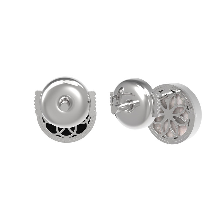 Серьги из белого золота c ониксом и перламутром