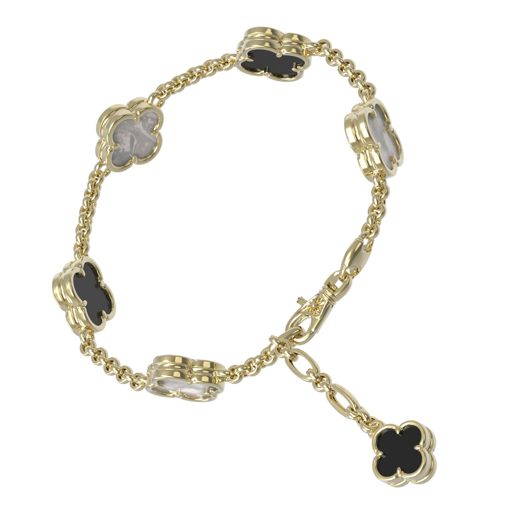 Браслет из лимонного золота c ониксом и перламутром