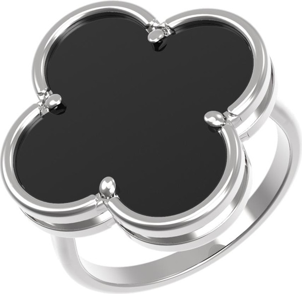 Кольцо из белого золота c ониксом